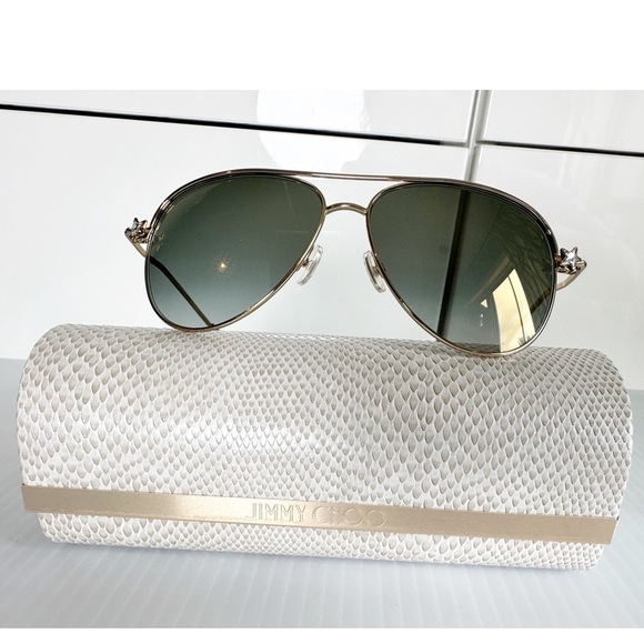 Jimmy Choo Aviator Sunglasses Sansa/S J5GFQ Gold/Black 58mm main image 4